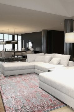 Bahariye Deniz 8968 R Gri - Pembe Beyaz El Dugumlu